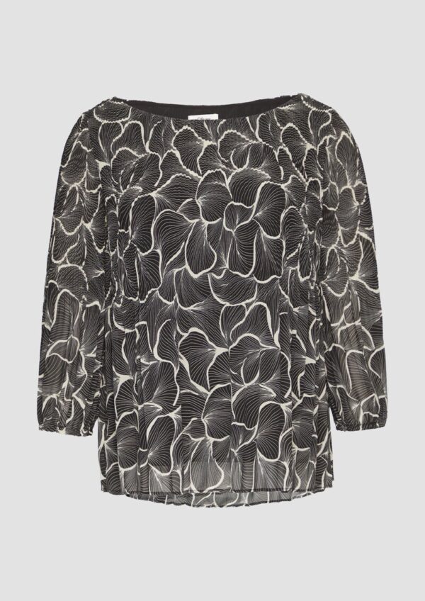Bluse in feinem Plisée mit abstrakter Musterung
