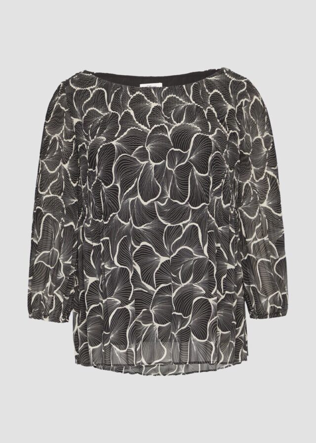 Bluse in feinem Plisée mit abstrakter Musterung