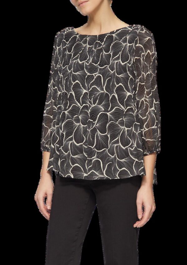 Bluse in feinem Plisée mit abstrakter Musterung