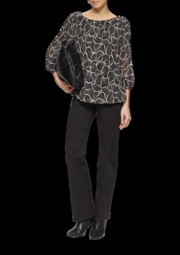 Bluse in feinem Plisée mit abstrakter Musterung