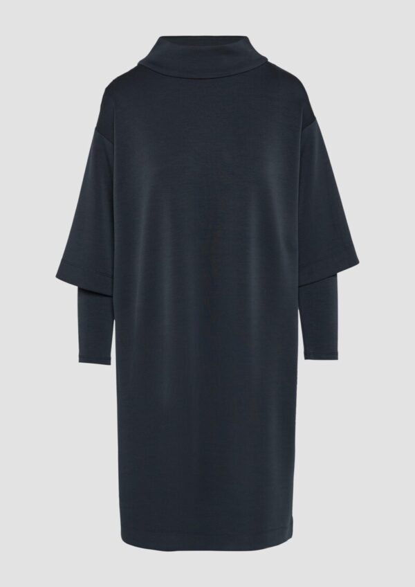 Scuba-Kleid mit Layer Details und Stehkragen