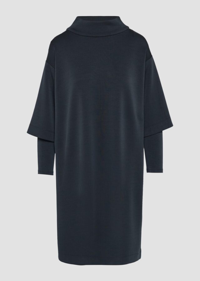 Scuba-Kleid mit Layer Details und Stehkragen