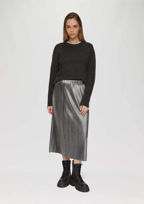 Plisseerock in Midilänge mit Metallic-Effekt