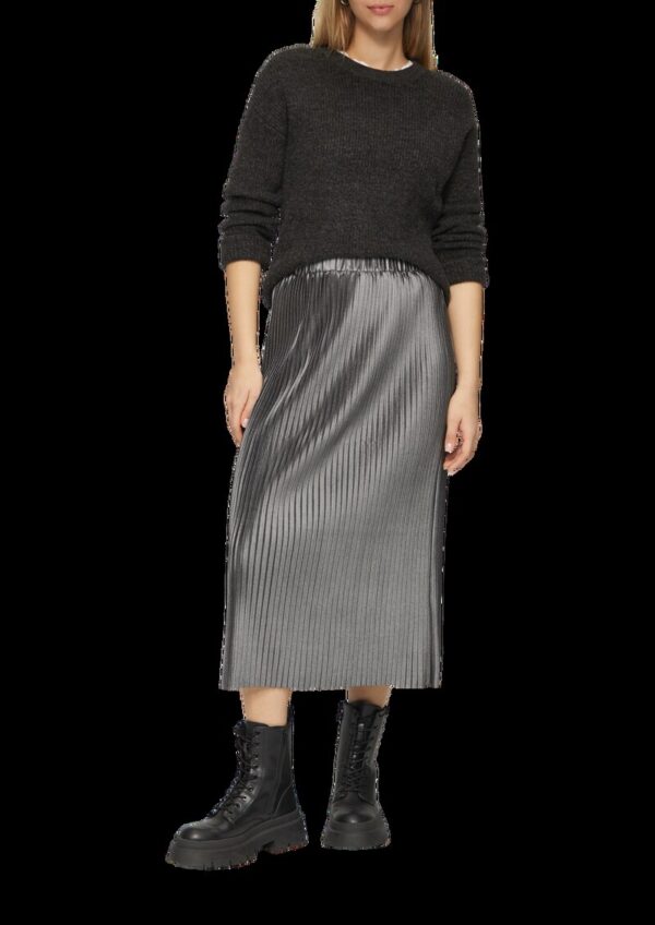 Plisseerock in Midilänge mit Metallic-Effekt