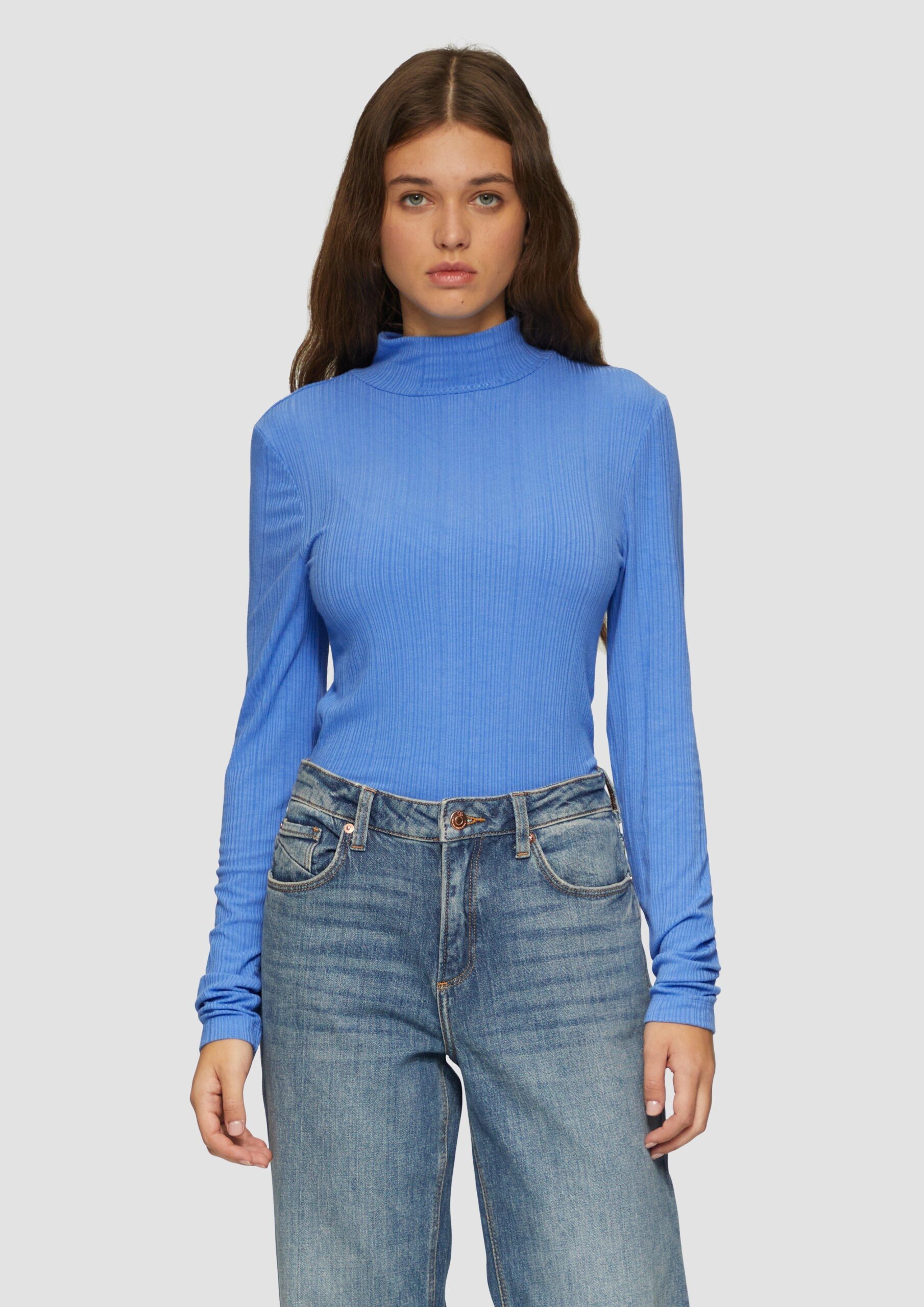 Rippshirt im Slim Fit aus Viskosemix