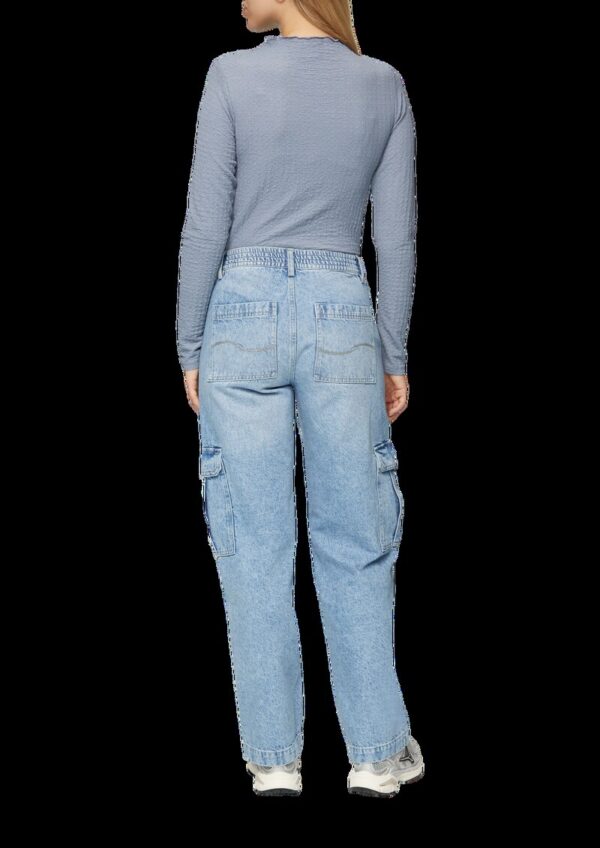 Strukturiertes Longsleeve mit angeschnittenem Stehkragen