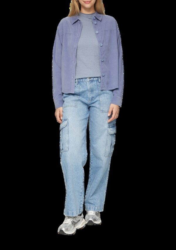 Strukturiertes Longsleeve mit angeschnittenem Stehkragen