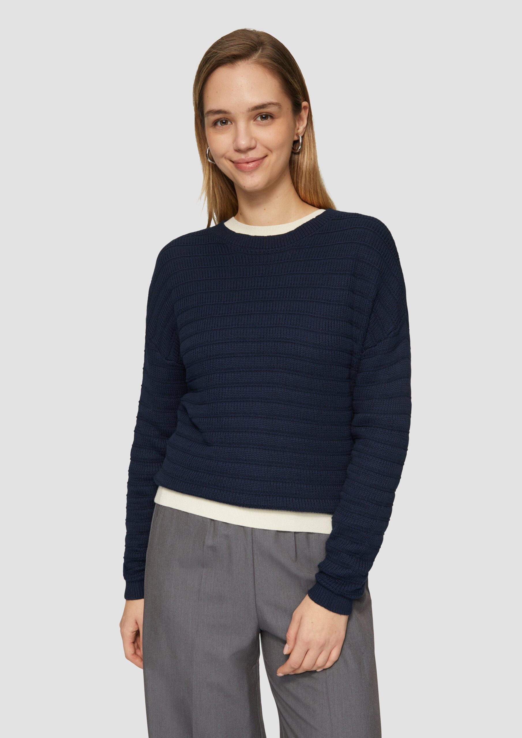 Baumwollmix-Pullover mit Strukturmuster