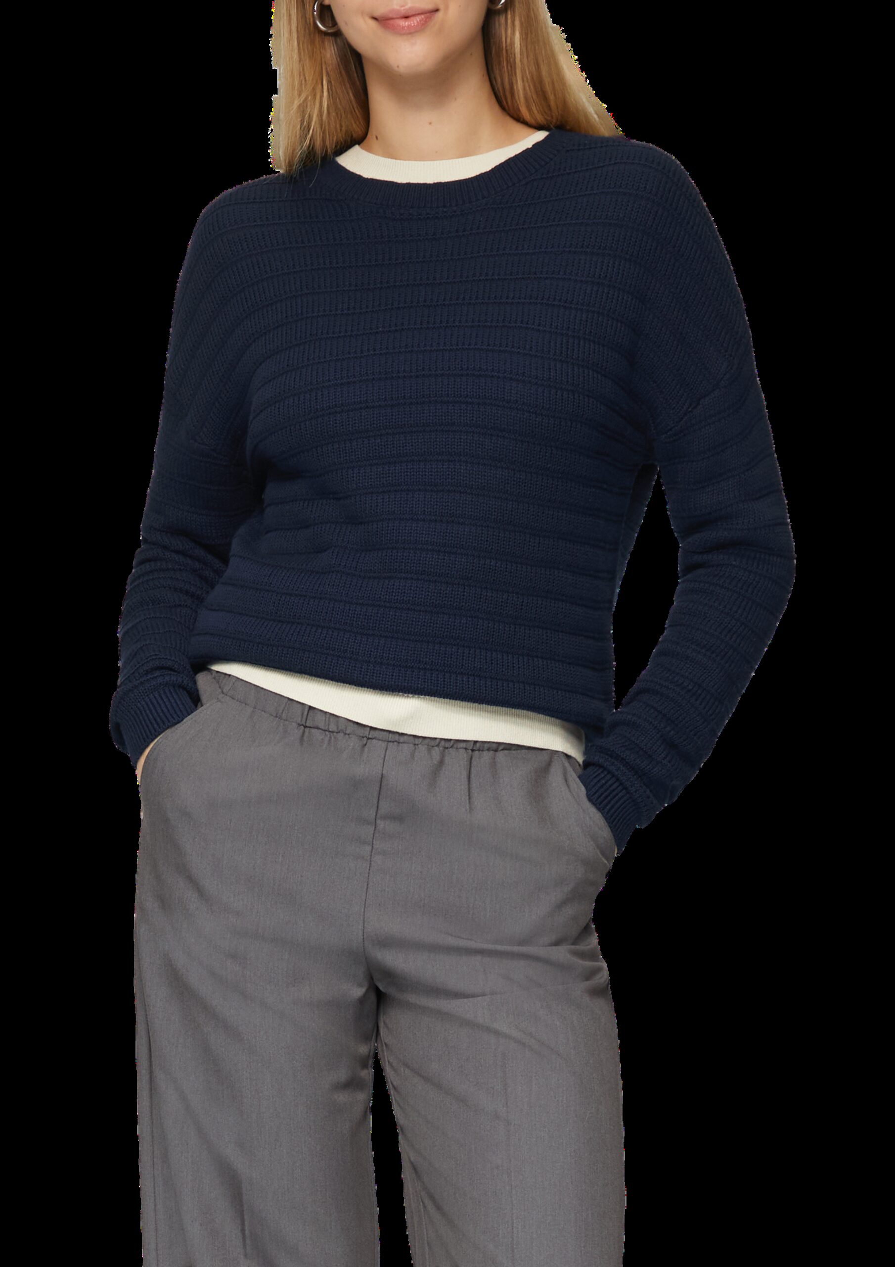 Baumwollmix-Pullover mit Strukturmuster