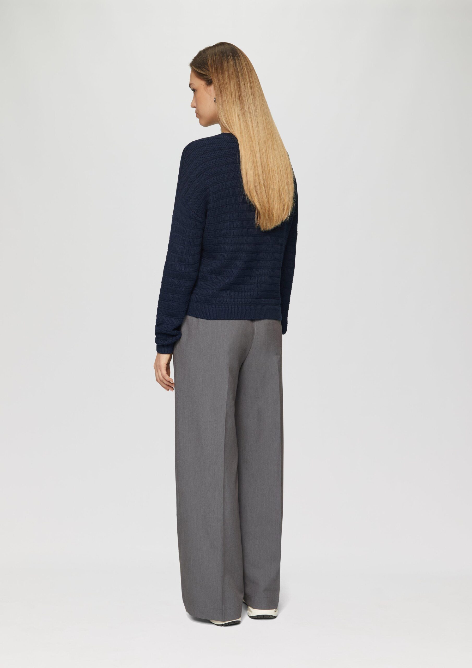 Baumwollmix-Pullover mit Strukturmuster