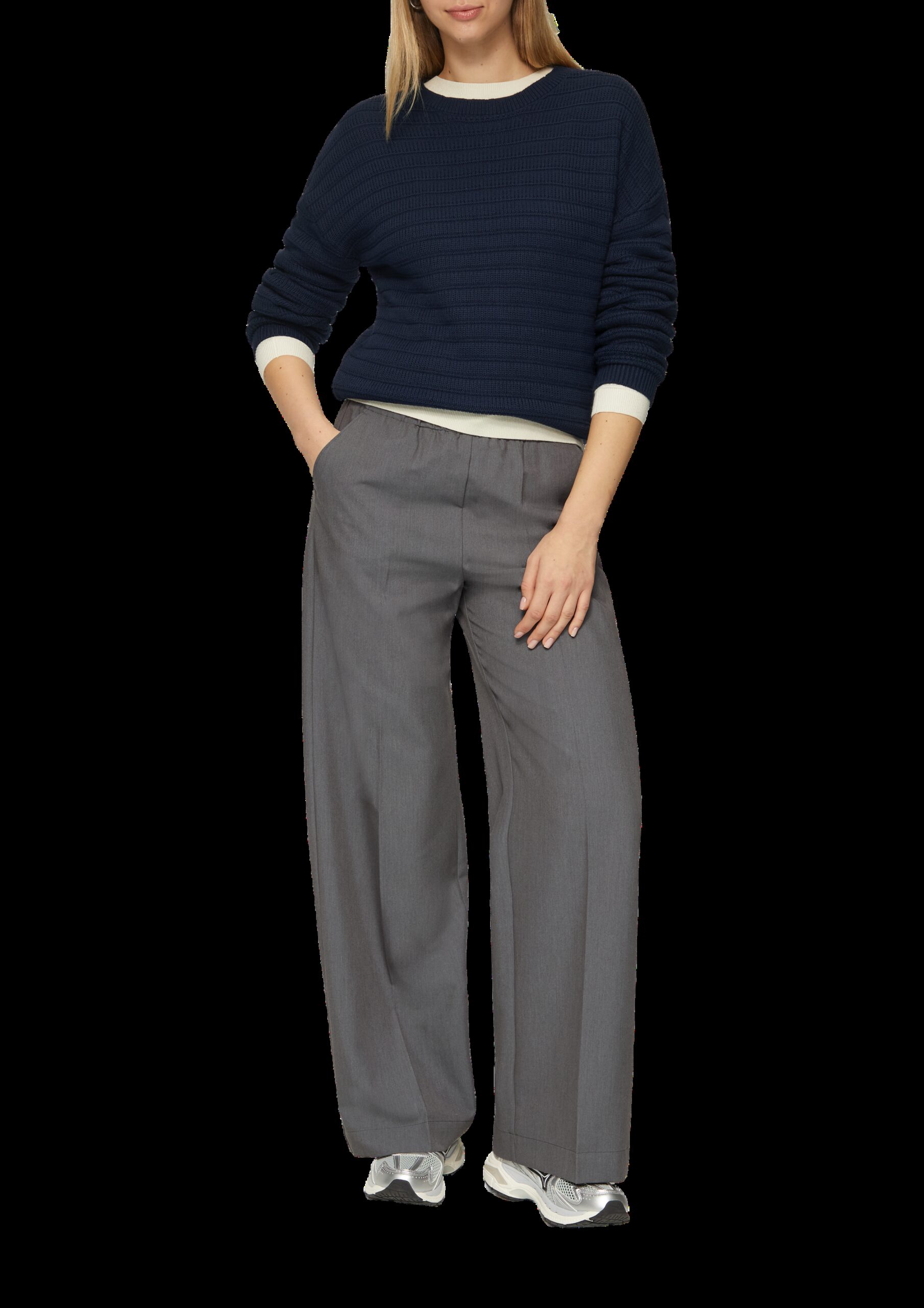 Baumwollmix-Pullover mit Strukturmuster