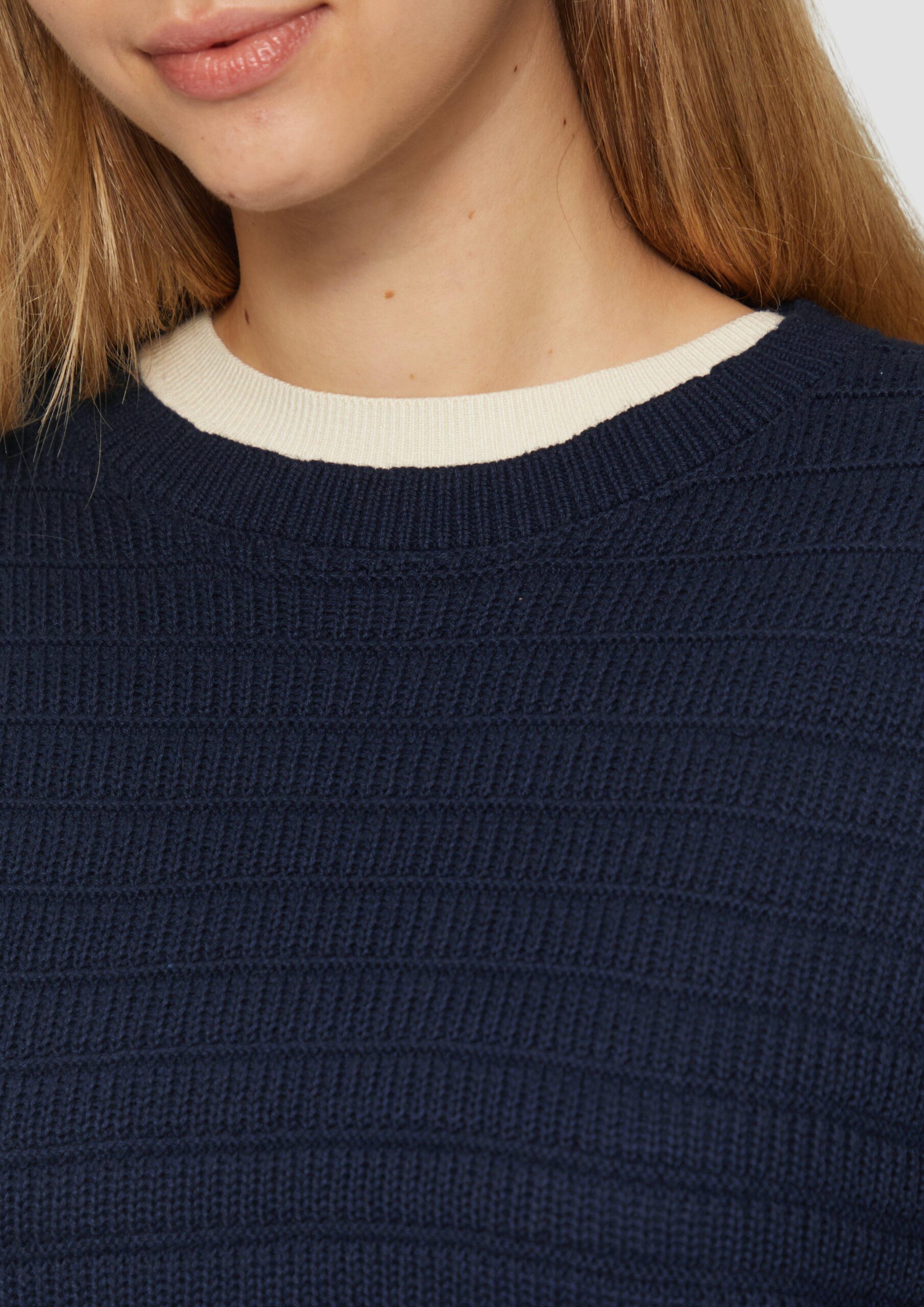 Baumwollmix-Pullover mit Strukturmuster