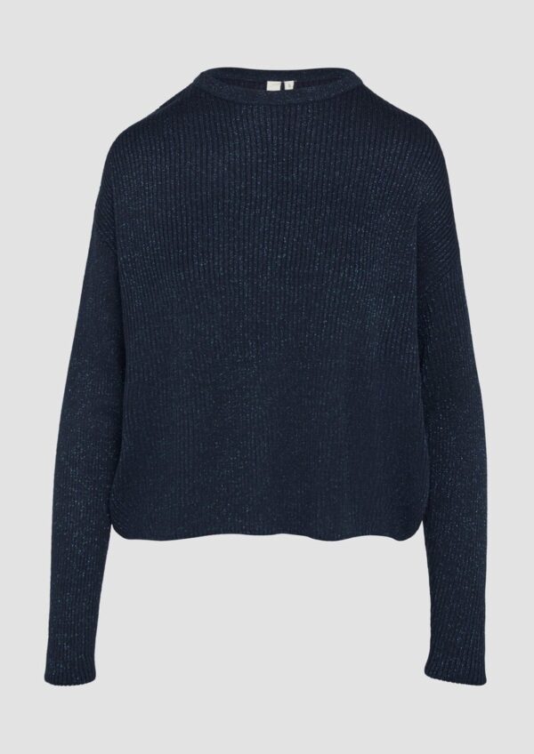 Ripppulli mit leichtem Glitzereffekt und überschnittenen Schultern