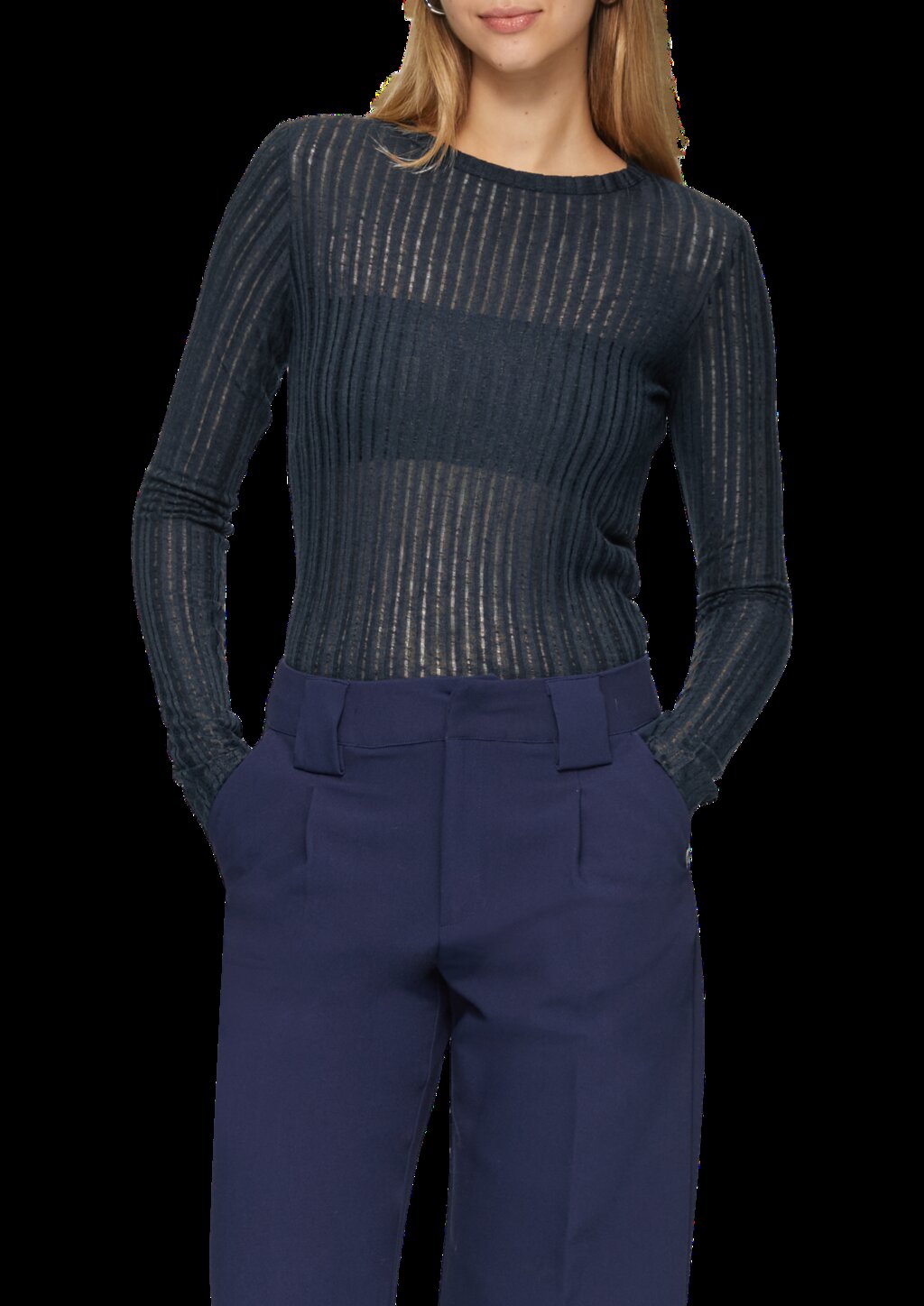 Leicht transparentes Longsleeve mit Strukturmuster