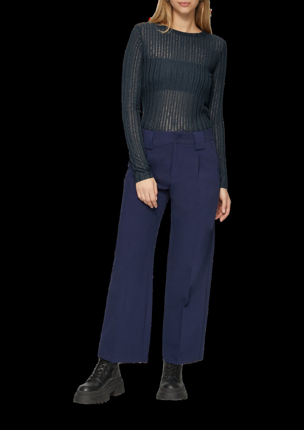 Leicht transparentes Longsleeve mit Strukturmuster