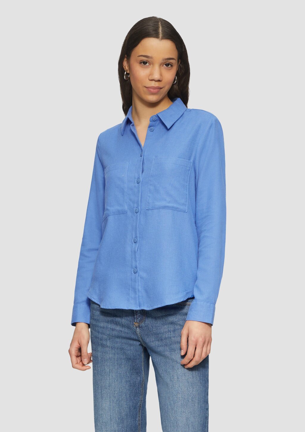 Hemdbluse aus Flanell mit aufgesetzten Taschen
