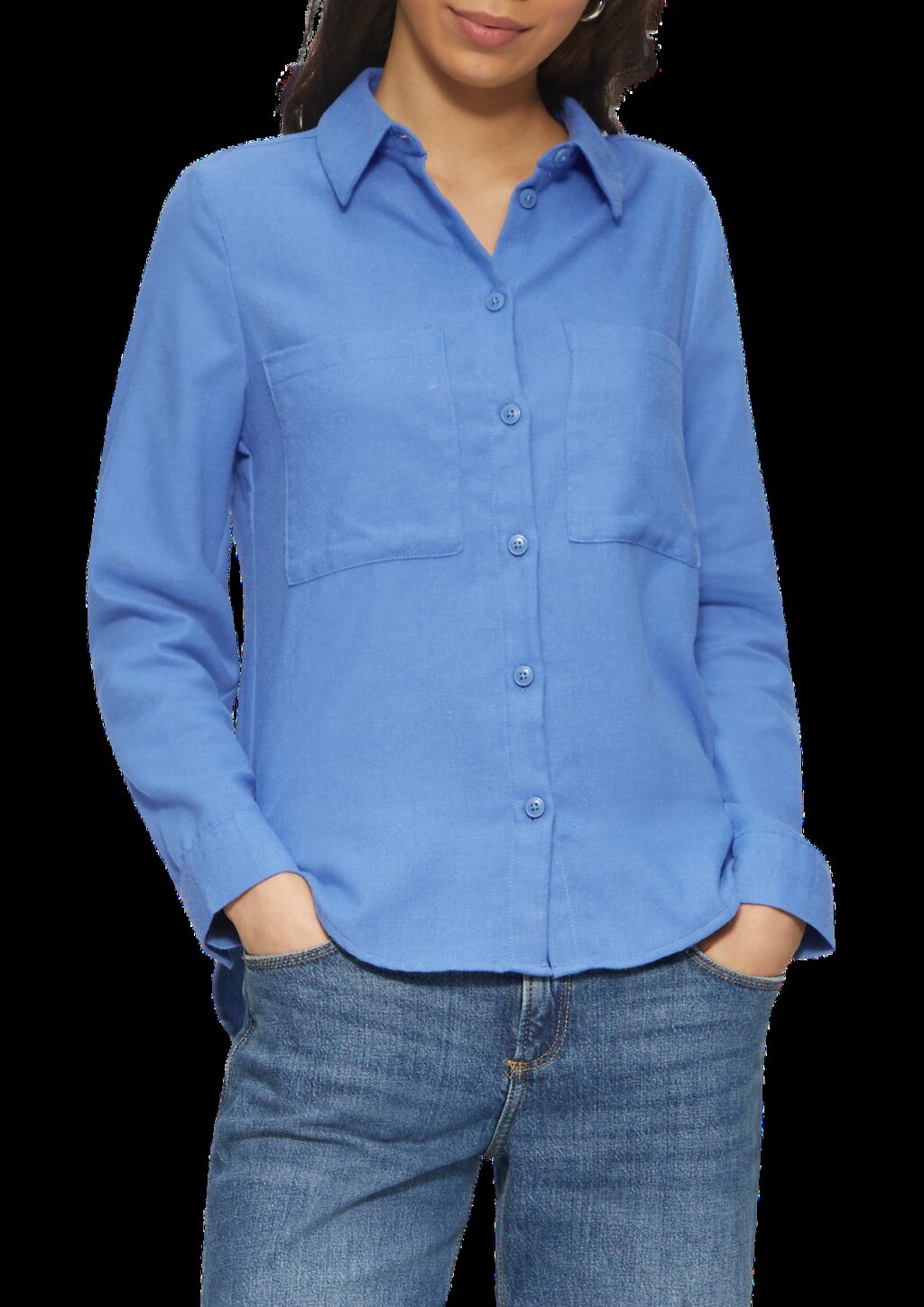 Hemdbluse aus Flanell mit aufgesetzten Taschen