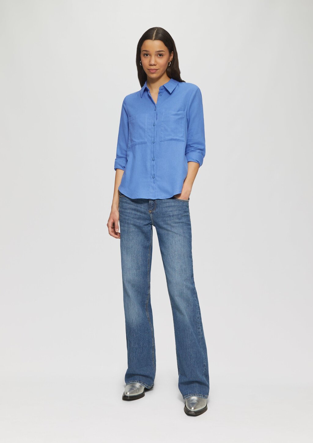 Hemdbluse aus Flanell mit aufgesetzten Taschen