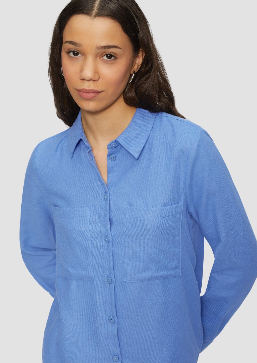 Hemdbluse aus Flanell mit aufgesetzten Taschen