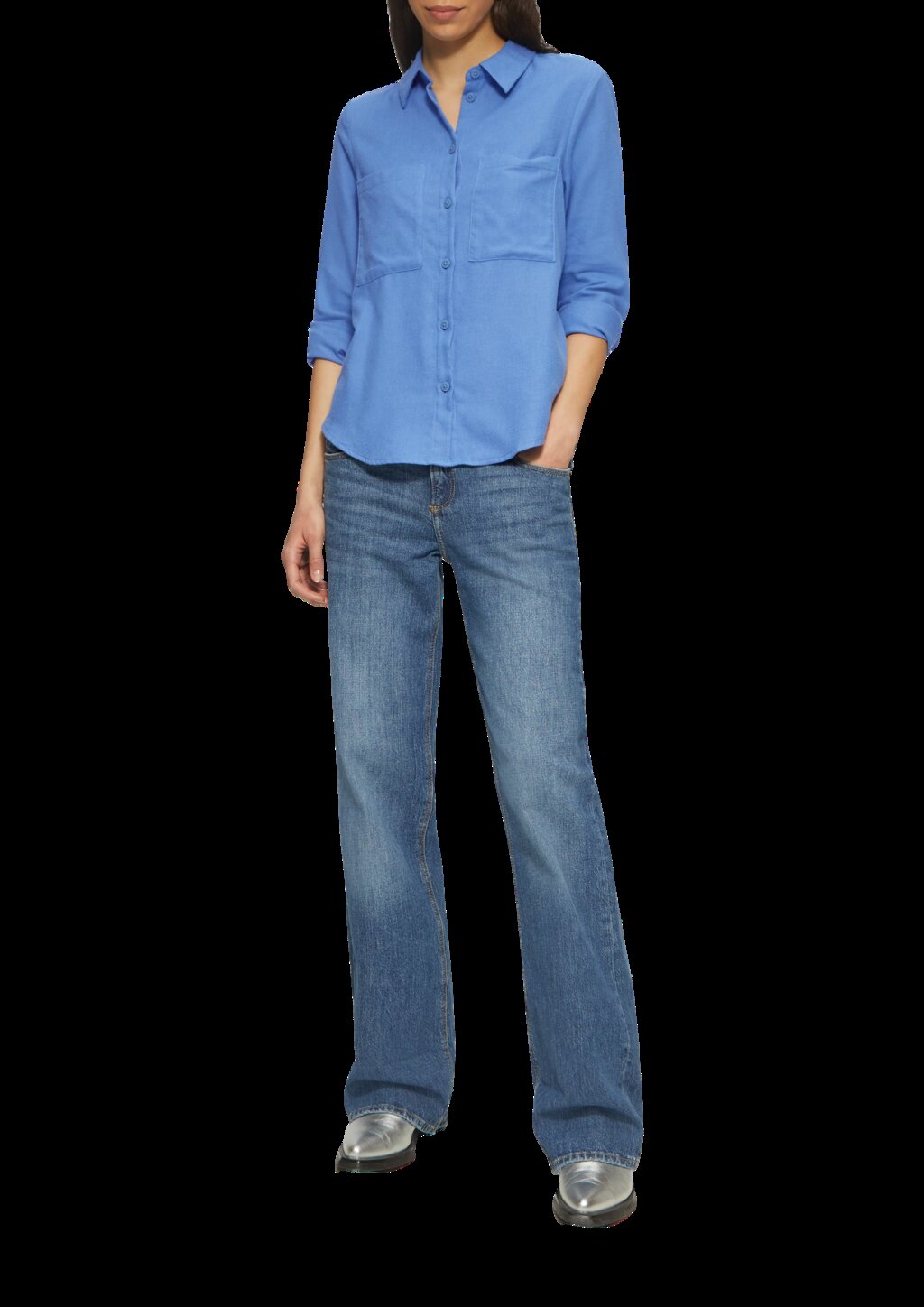 Hemdbluse aus Flanell mit aufgesetzten Taschen