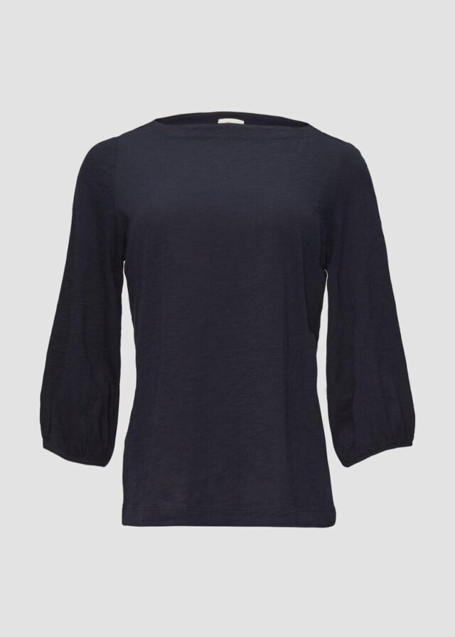 Baumwollshirt mit U-Boot-Ausschnitt