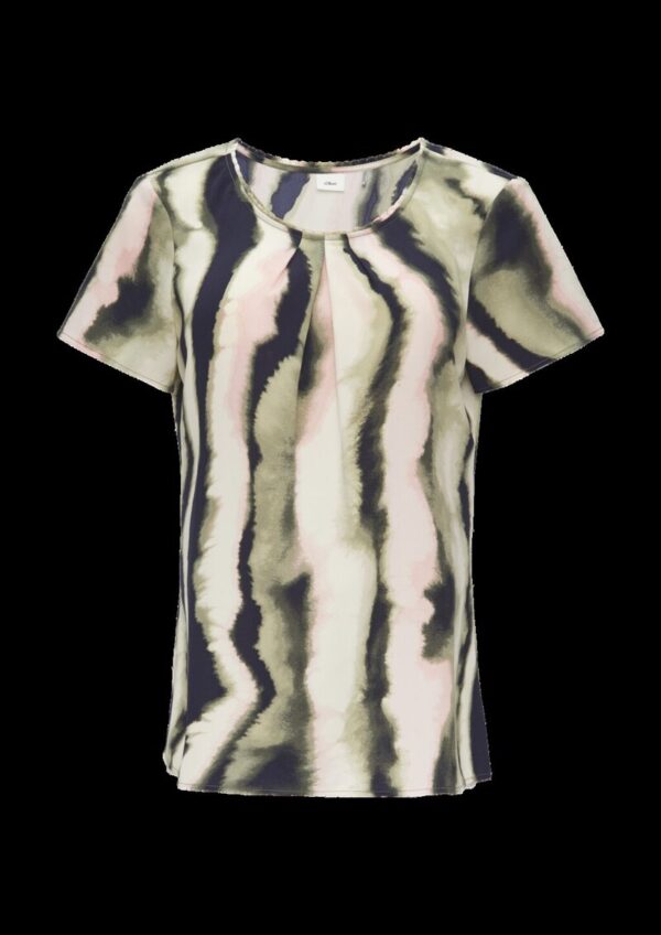 Kurzarmbluse aus Crêpe mit Schmuckkante