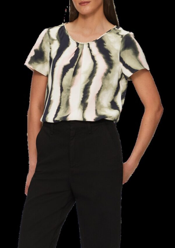 Kurzarmbluse aus Crêpe mit Schmuckkante