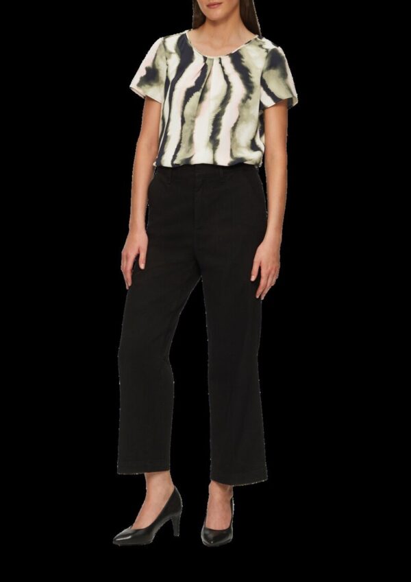 Kurzarmbluse aus Crêpe mit Schmuckkante