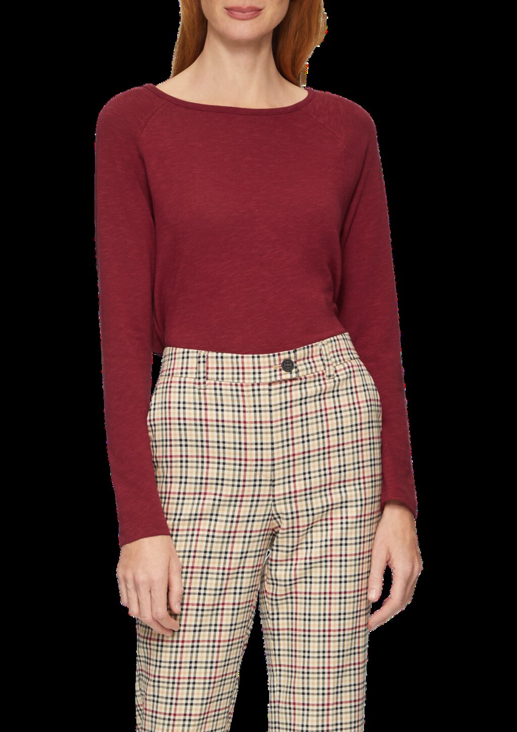 Langarmshirt mit Flammgarnstruktur und Raglanärmeln