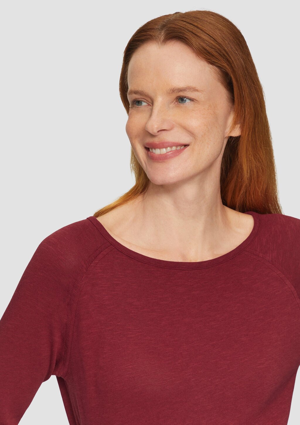 Langarmshirt mit Flammgarnstruktur und Raglanärmeln