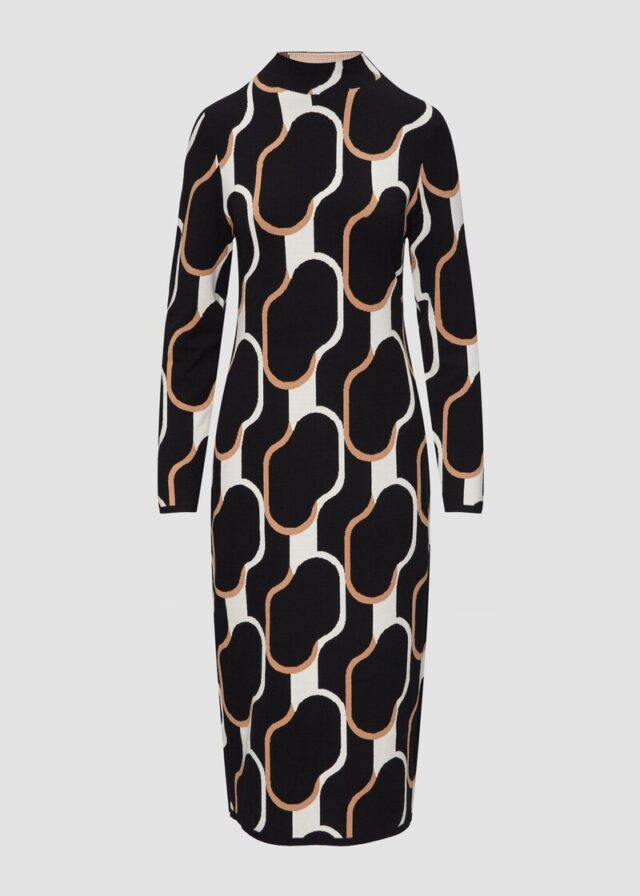 Strick-Kleid mit Stehkragen