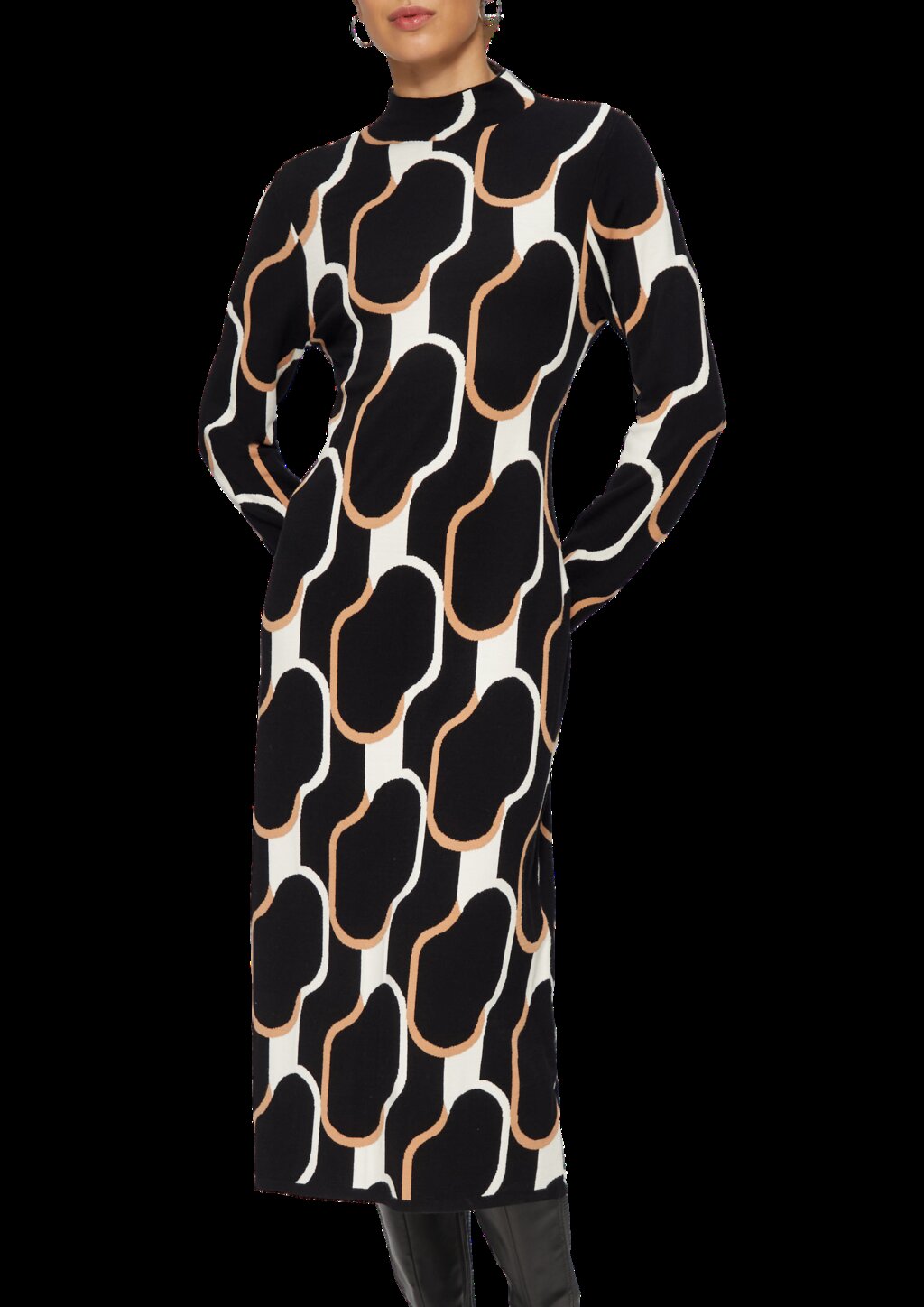 Strick-Kleid mit Stehkragen