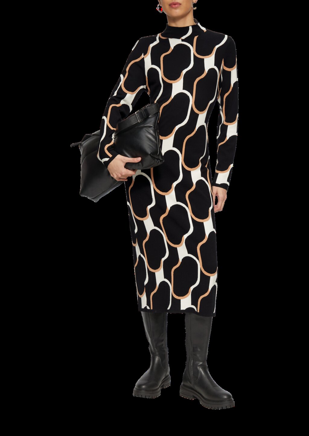 Strick-Kleid mit Stehkragen