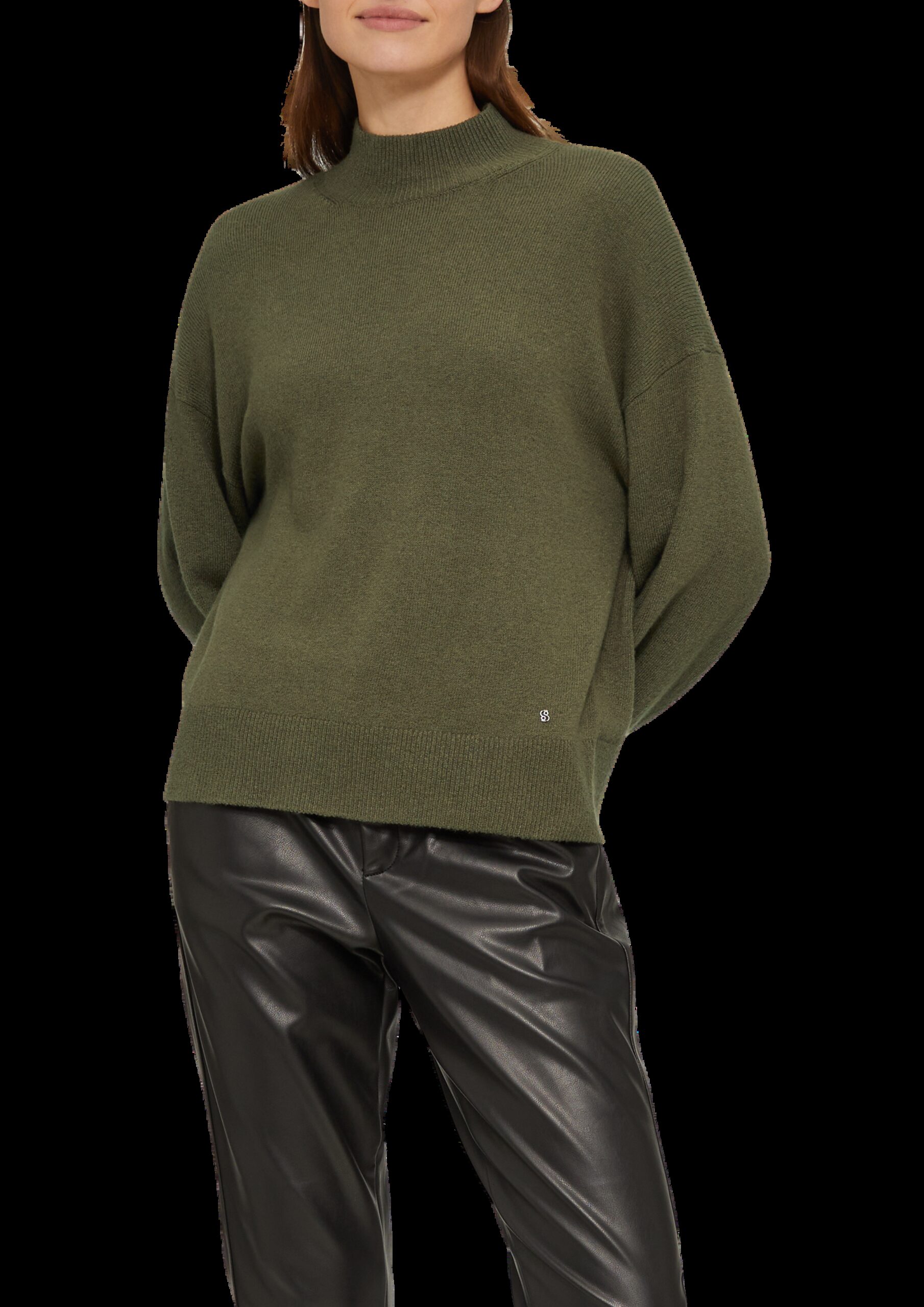 Strickpullover im Relaxed Fit mit Stehkragen