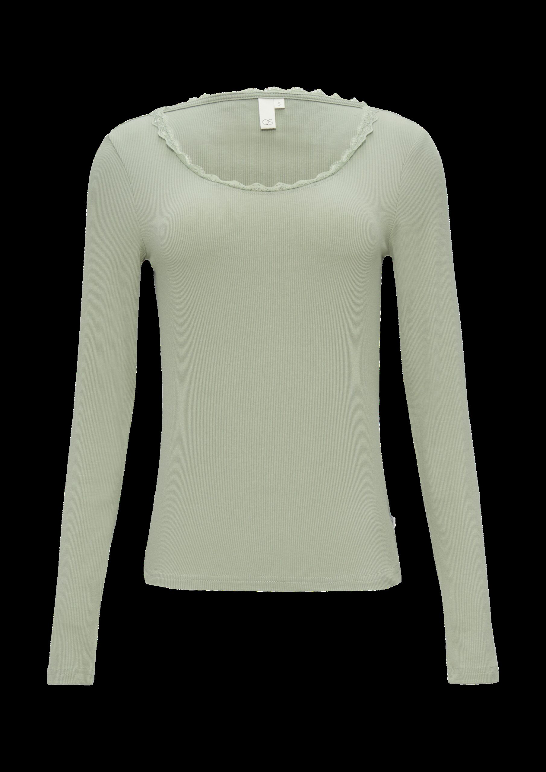 Rippshirt aus Viskosemix mit Spitzendetail