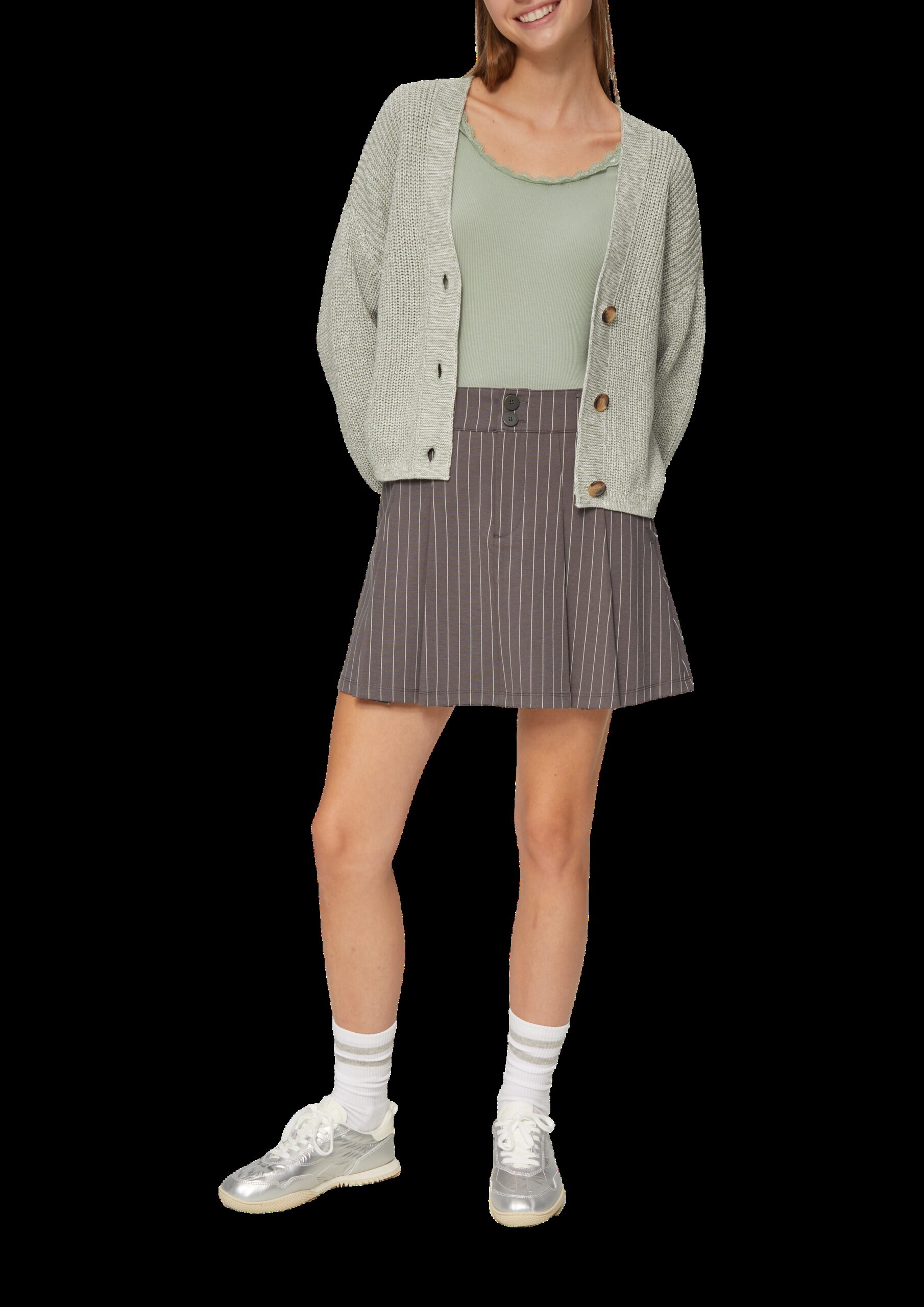 Rippshirt aus Viskosemix mit Spitzendetail