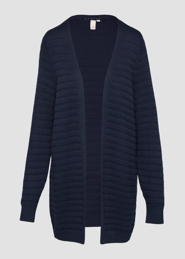 Offener Long-Cardigan mit Strukturmuster