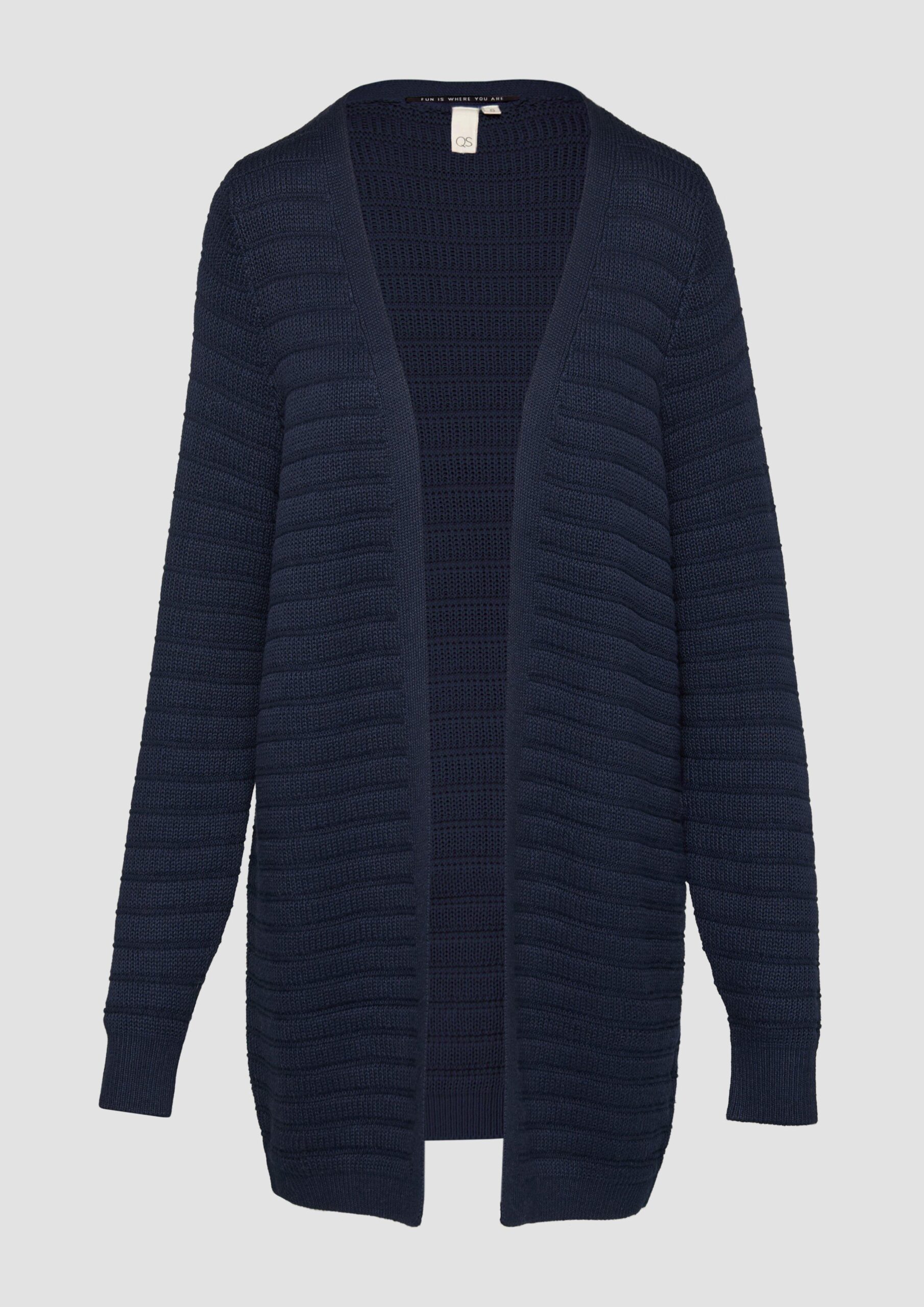 Offener Long-Cardigan mit Strukturmuster