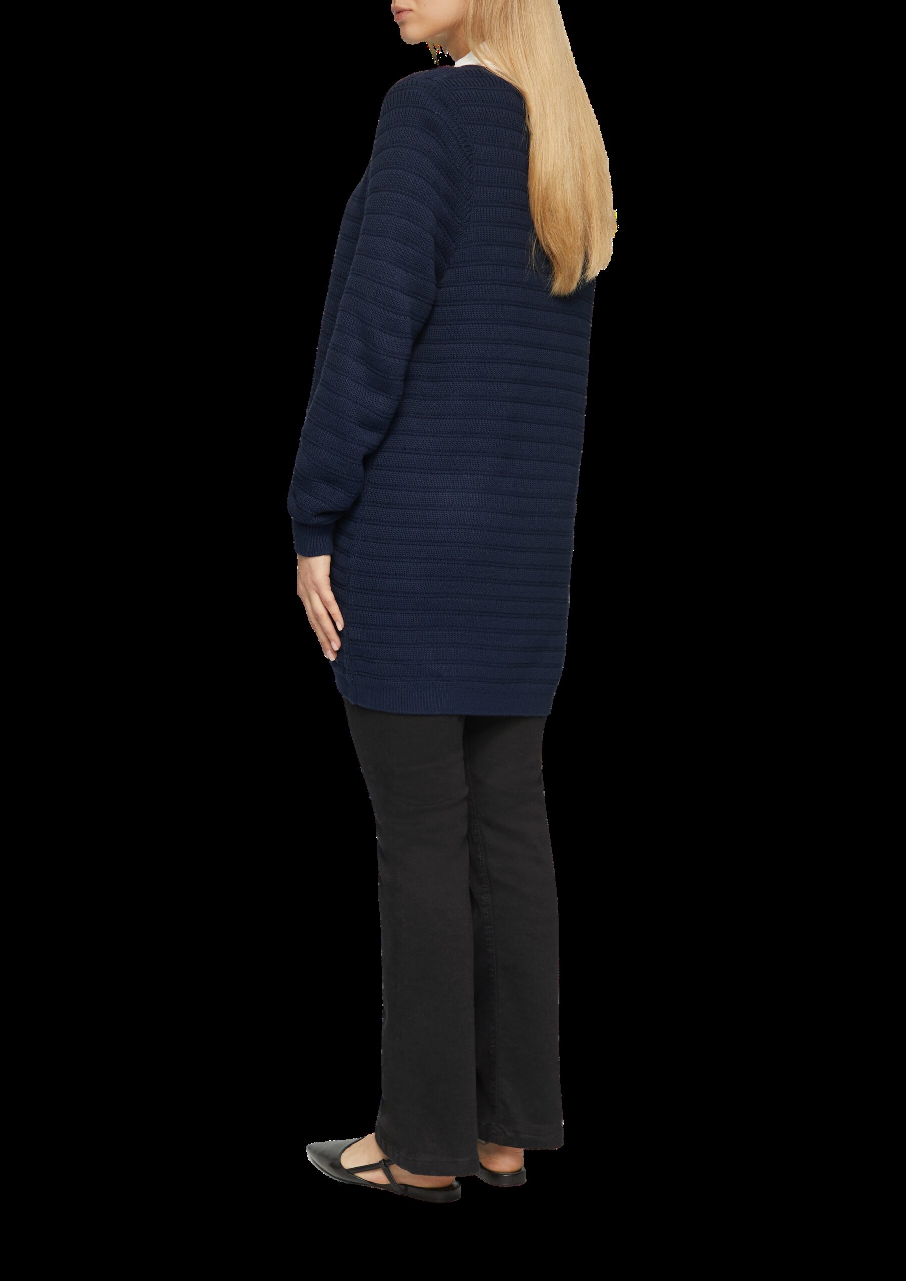 Offener Long-Cardigan mit Strukturmuster