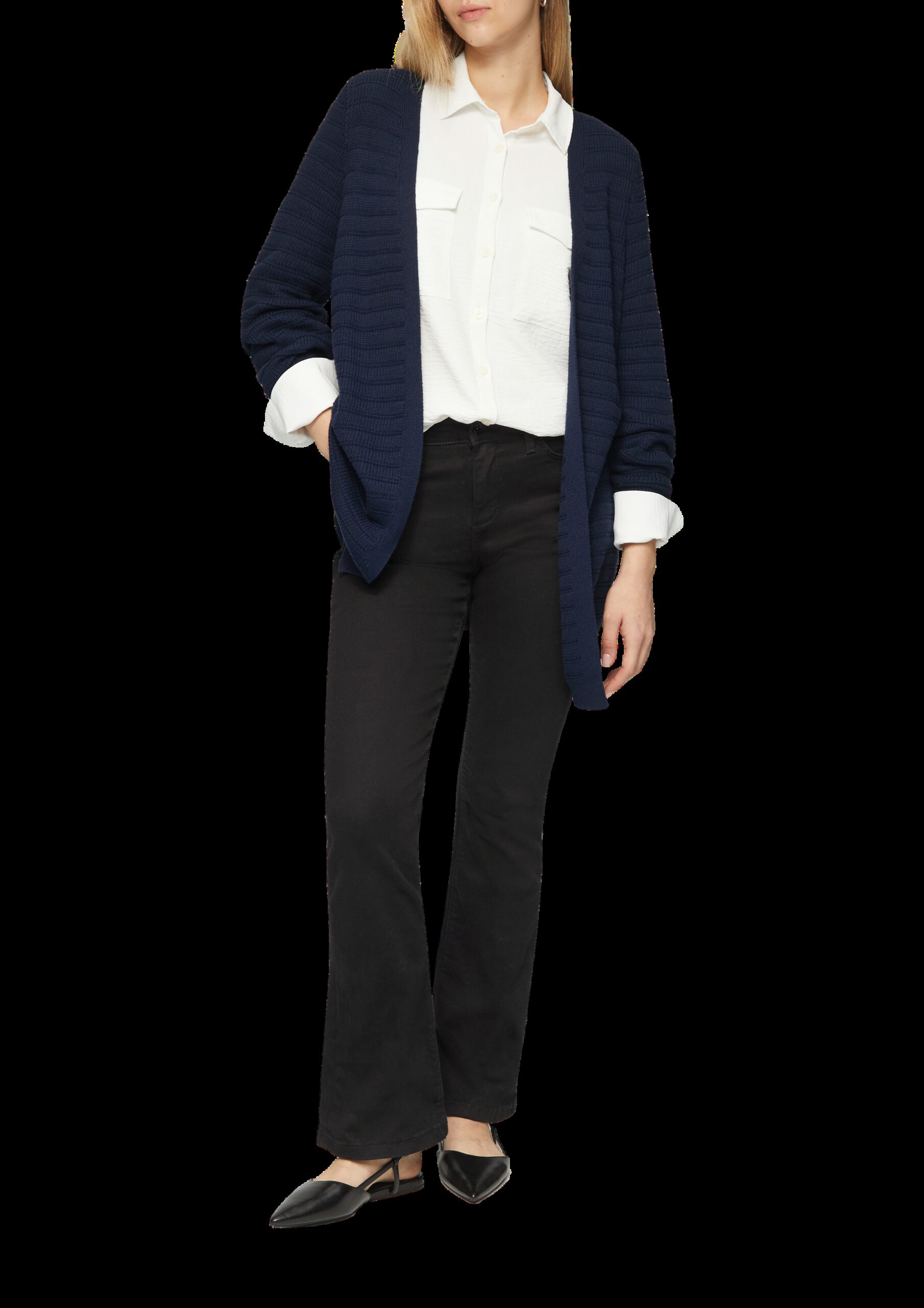 Offener Long-Cardigan mit Strukturmuster