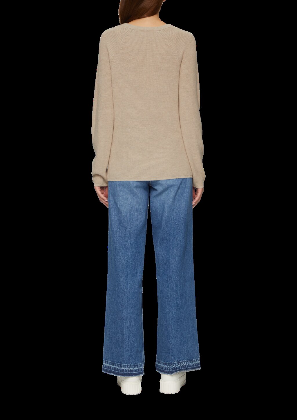 Strickpullover mit V-Ausschnitt aus Baumwollmix