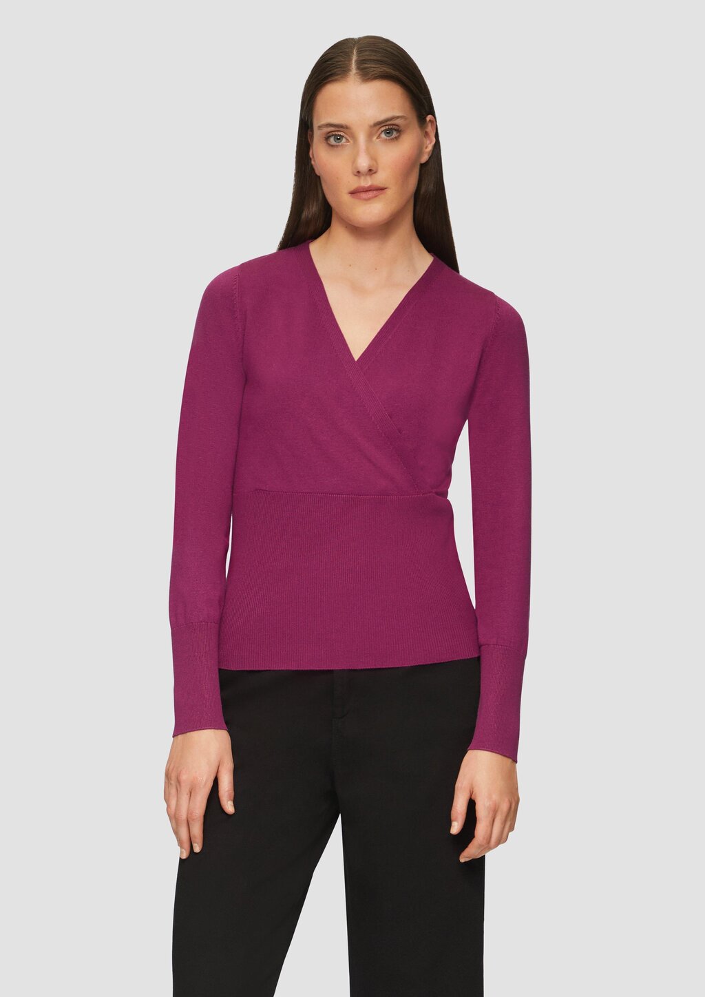 Feinstrickpullover in Wickel-Optik