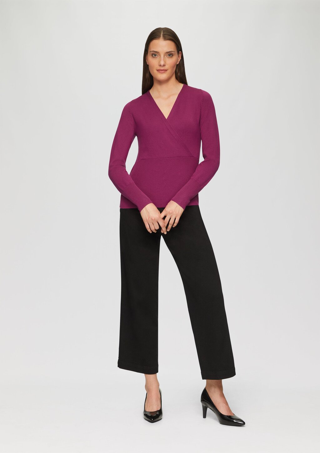 Feinstrickpullover in Wickel-Optik