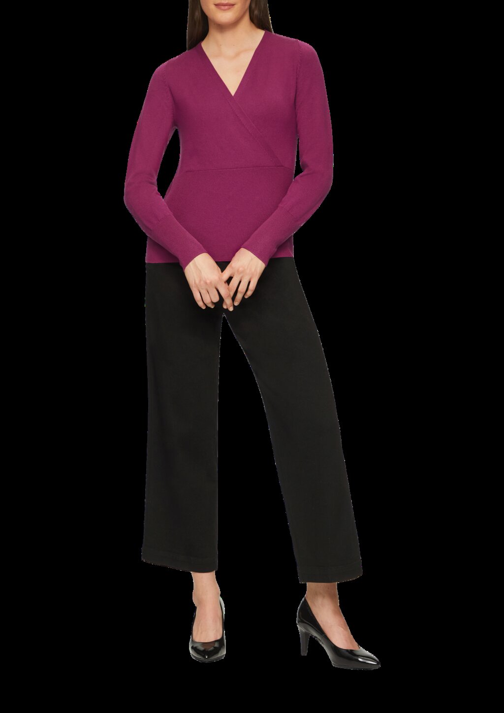 Feinstrickpullover in Wickel-Optik