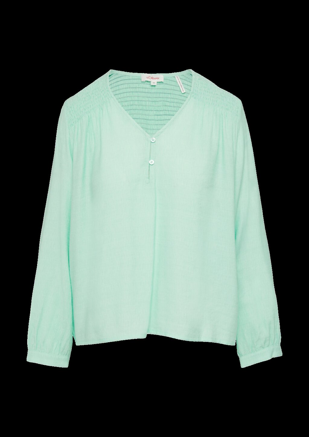 Strukturierte Bluse aus Viskosemix mit Smok-Details