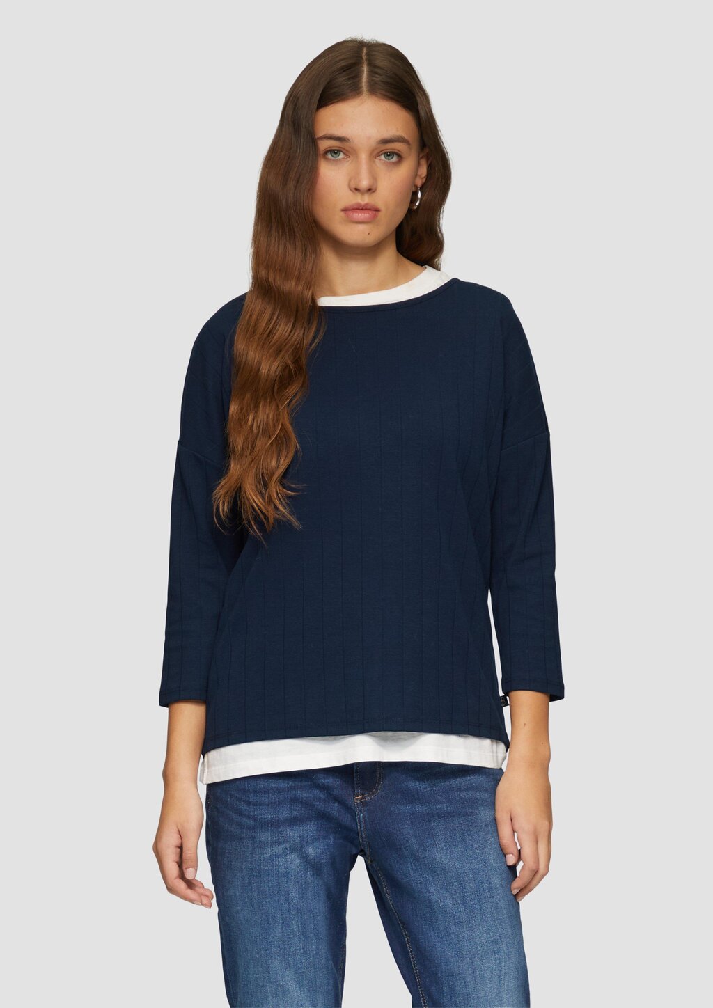 Shirt im Loose Fit mit Dreiviertelarm