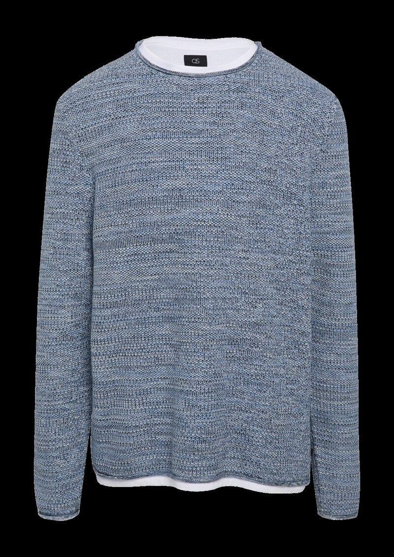Melierter Strickpullover mit Layering-Detail