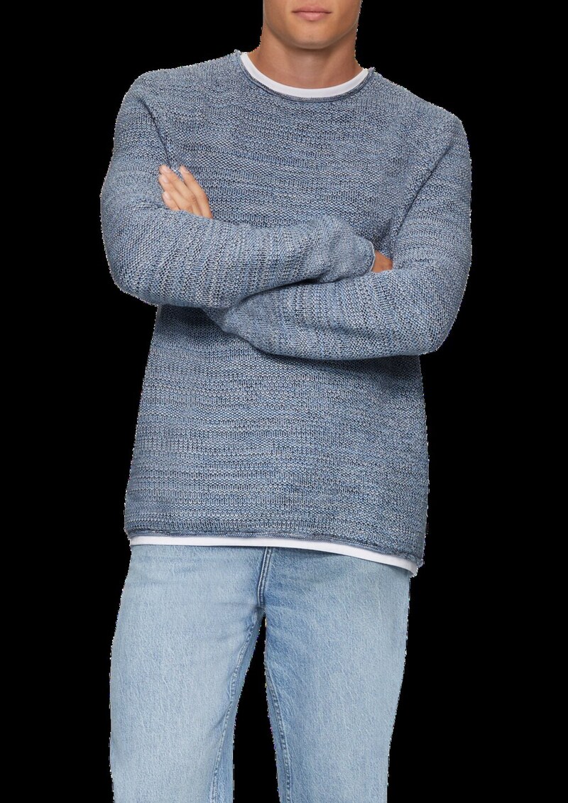 Melierter Strickpullover mit Layering-Detail