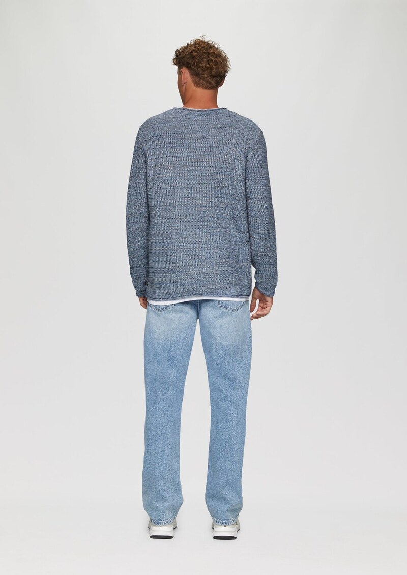 Melierter Strickpullover mit Layering-Detail