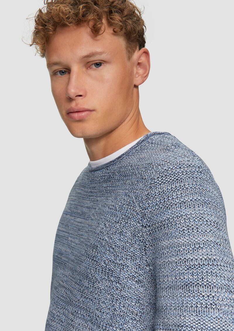 Melierter Strickpullover mit Layering-Detail